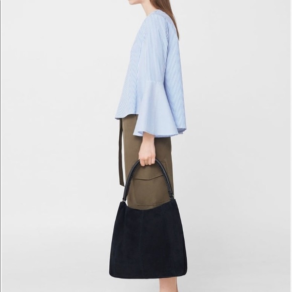 MANGO Sancho Shopper Tote Bag - Navy Suede Leather - Picture 6 of 8